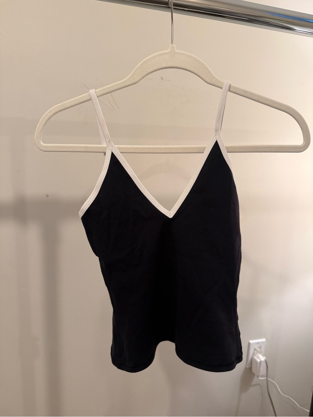 Aritzia Black Cami with White Trim